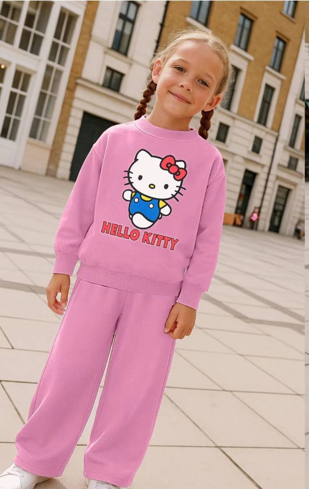 Hello Kitty Baskılı 3 İplik Fırçalı Kumaş Takım