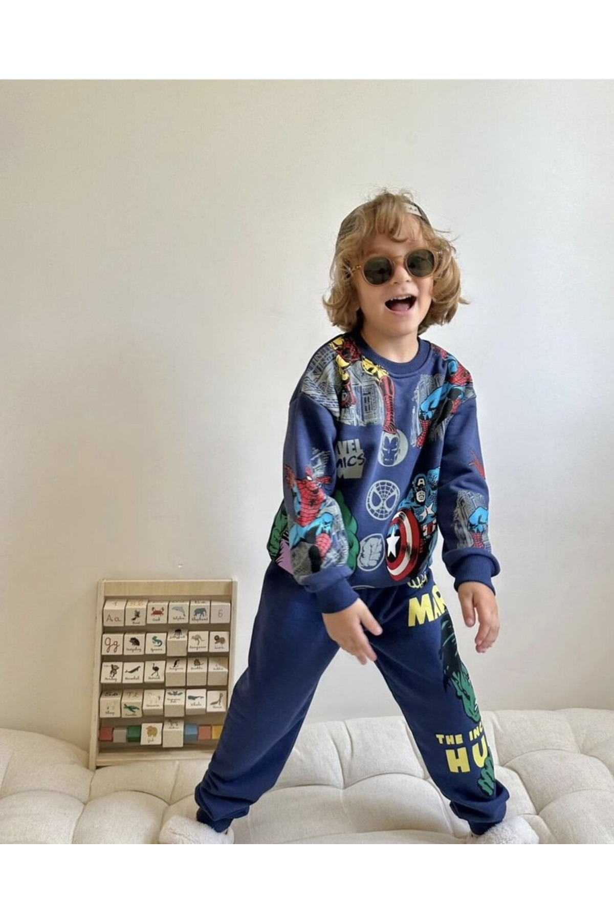 HULK MARVEL KARAKTER ERKEK ÇOCUK 3İPLİK LACİVERT RENK SWEATSHIRT EŞOFMAN TAKIM