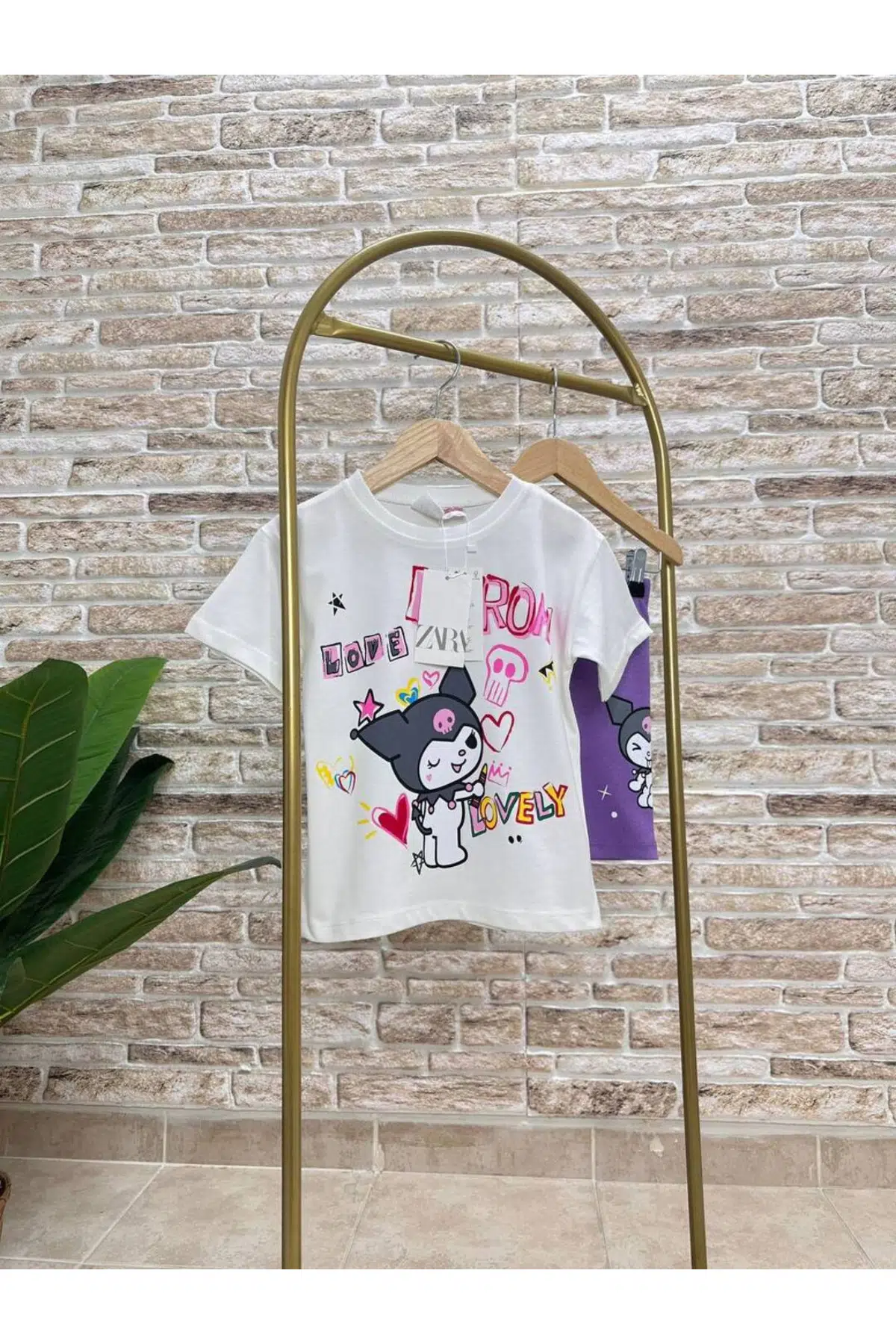 Lovely Kuromi Fitilli Şort Tayt Takım