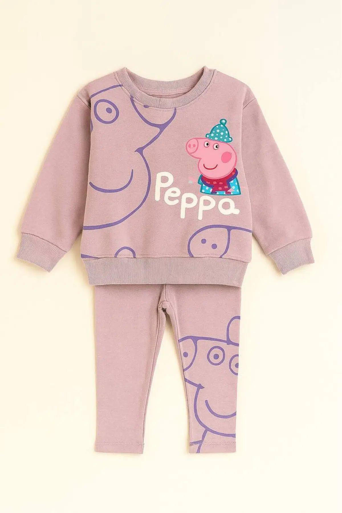 Peppa Kız Çocuk taytlı Alt- Üst Takım - Lila