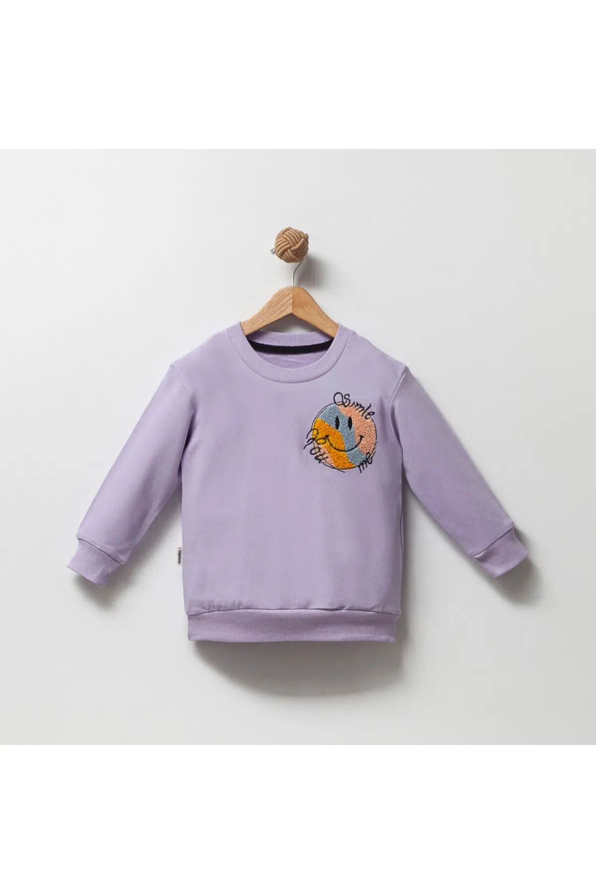 Unisex Smile Nakışlı Bisiklet yaka Çocuk Sweatshirt